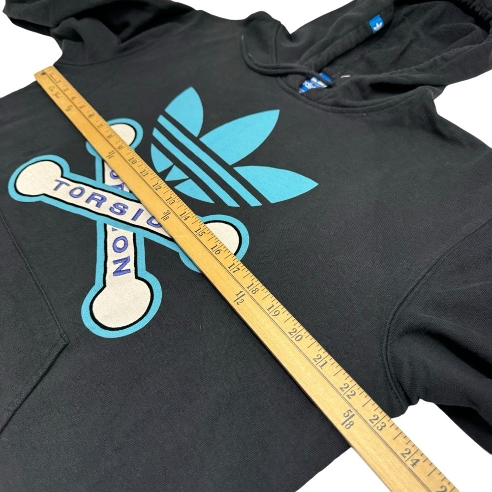 Adidas Torsion Trefoil Hoodie Sweatshirt Men’s Size L Black Embroidered - Picture 5 of 12